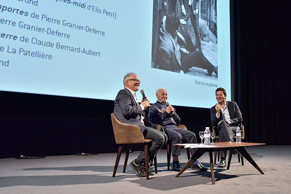 Thierry Frémaux, Charles Aznavour et Laurent Gerra
